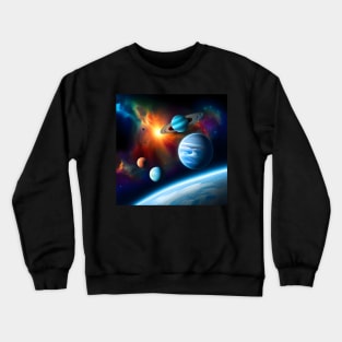 Galactic Dreams: Celestial Planets in Space Crewneck Sweatshirt